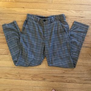 zara mid rise kit brown plaid baggy straight-leg pants
